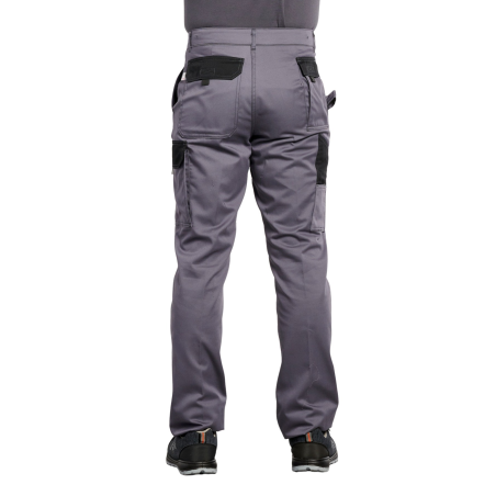 Pantalon de travail Coton Polyester Gris finition noire SANS METAL