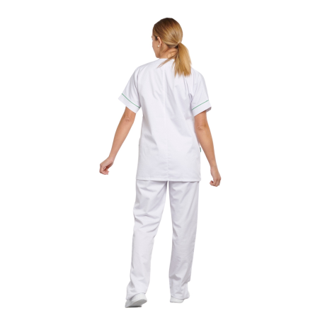 Vêtement de travail blouse médicale infirmière code couleur Vert sur poches et manches courtes