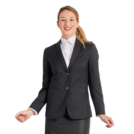 Veste de tailleur femme gris qualité professionnelle pour uniforme restauration hôtesse