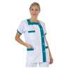 Tunique Médicale col Carré Blanche et Bleu Jade Tunique Médicale col Carré Blanche et Bleu Jade