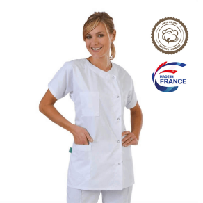 Tunique médicale 100 % coton Blanc