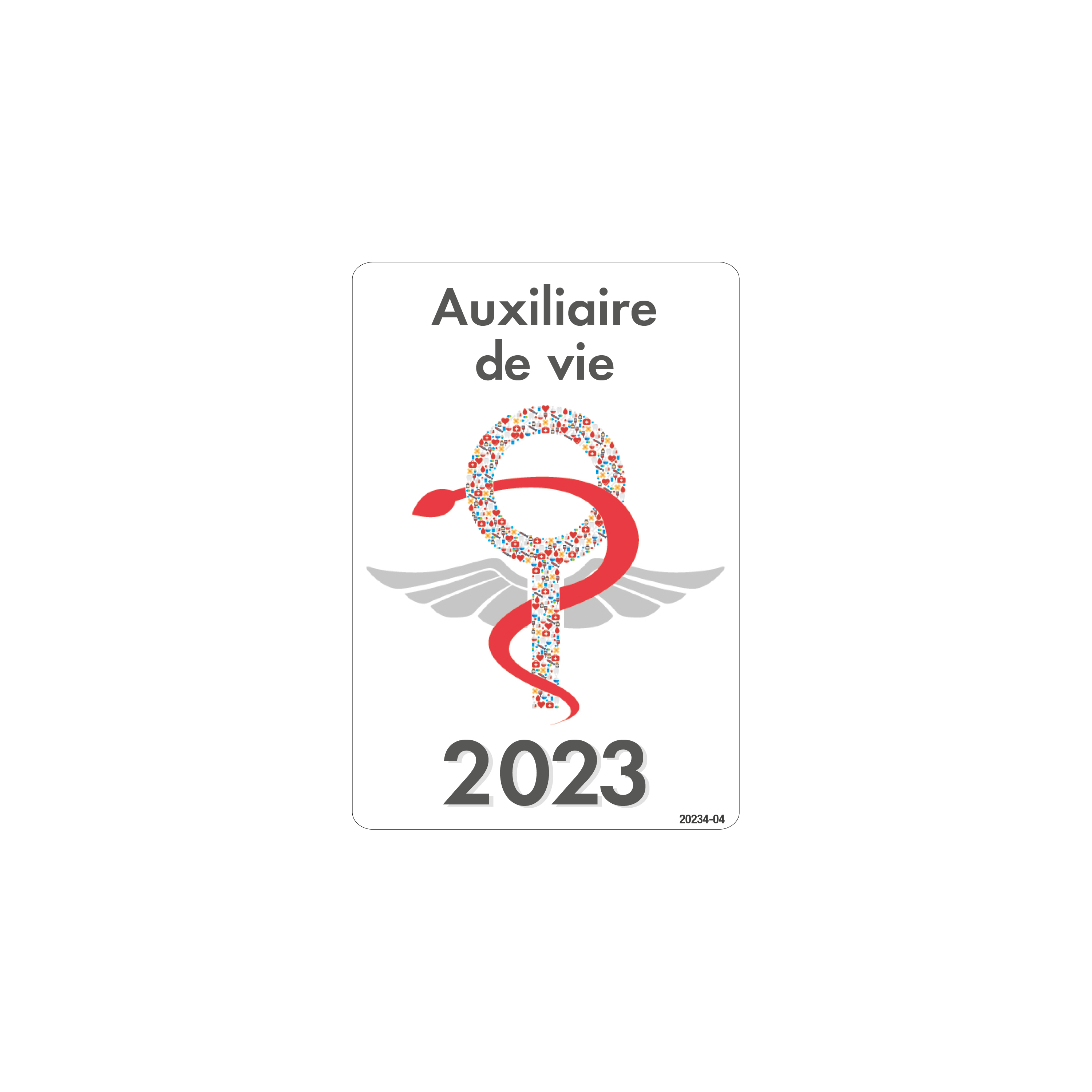 Caducée Aide Soignante Soins A Domicile 2024 + pochette adhésive
