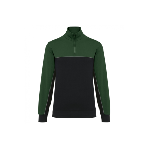 Sweat-shirt col zippé Black / Forest Green