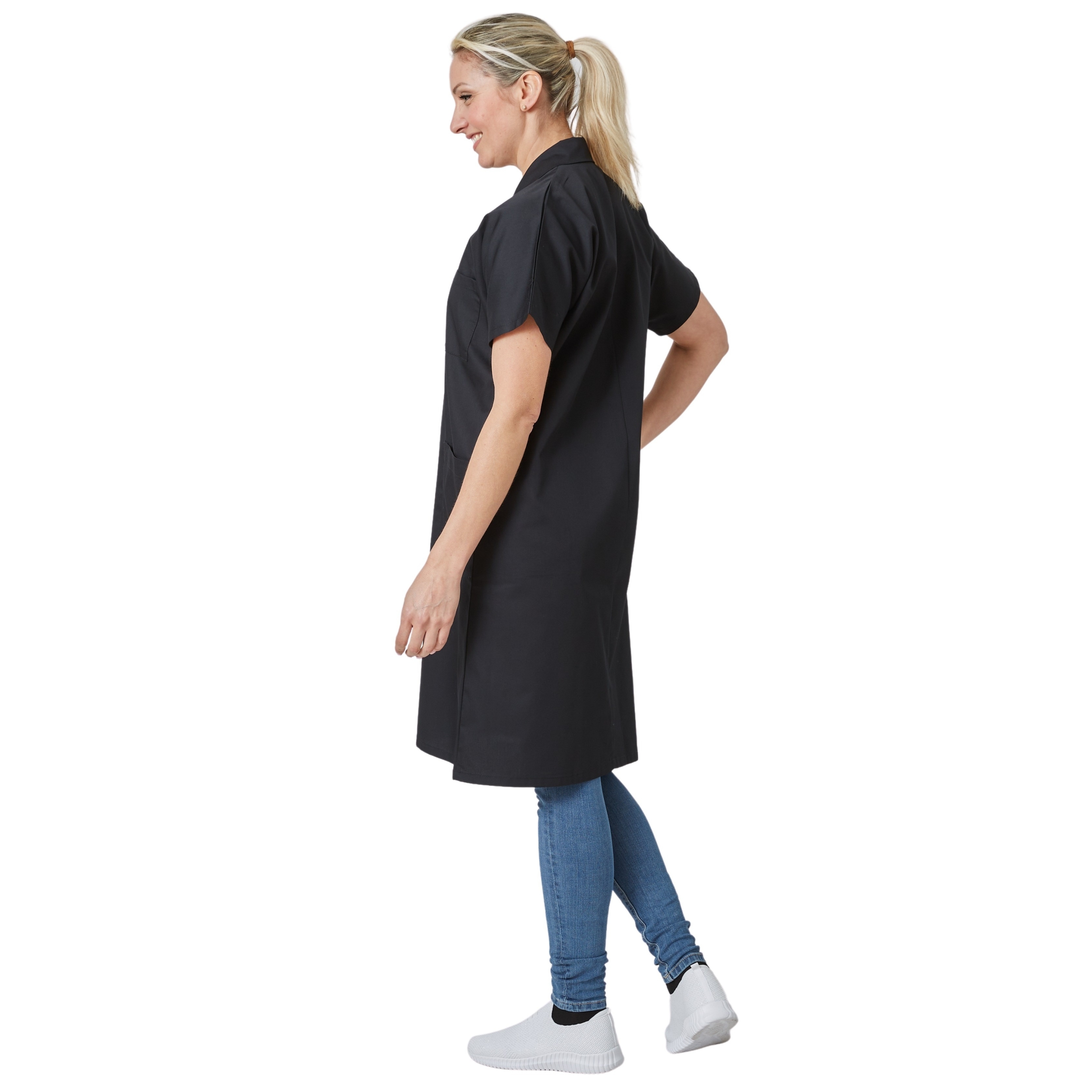 Blouse de travail Femme Noire manches courtes