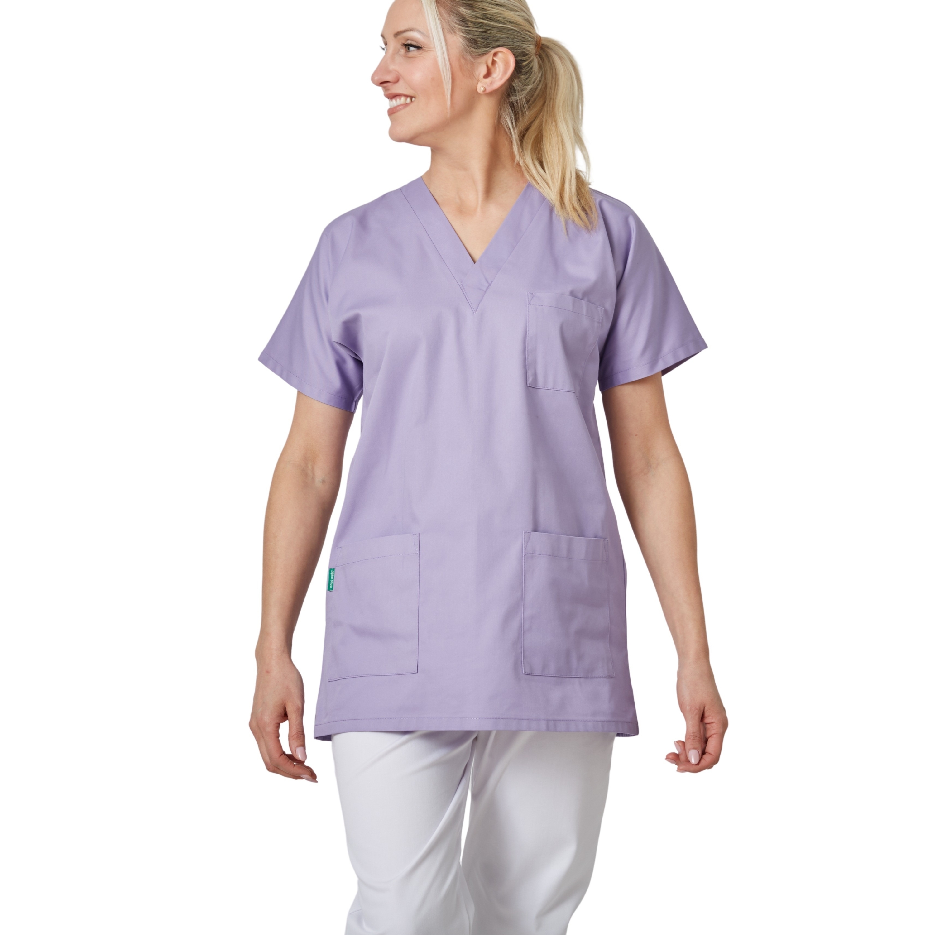 Blouse medicale parme forme mariniere Col V