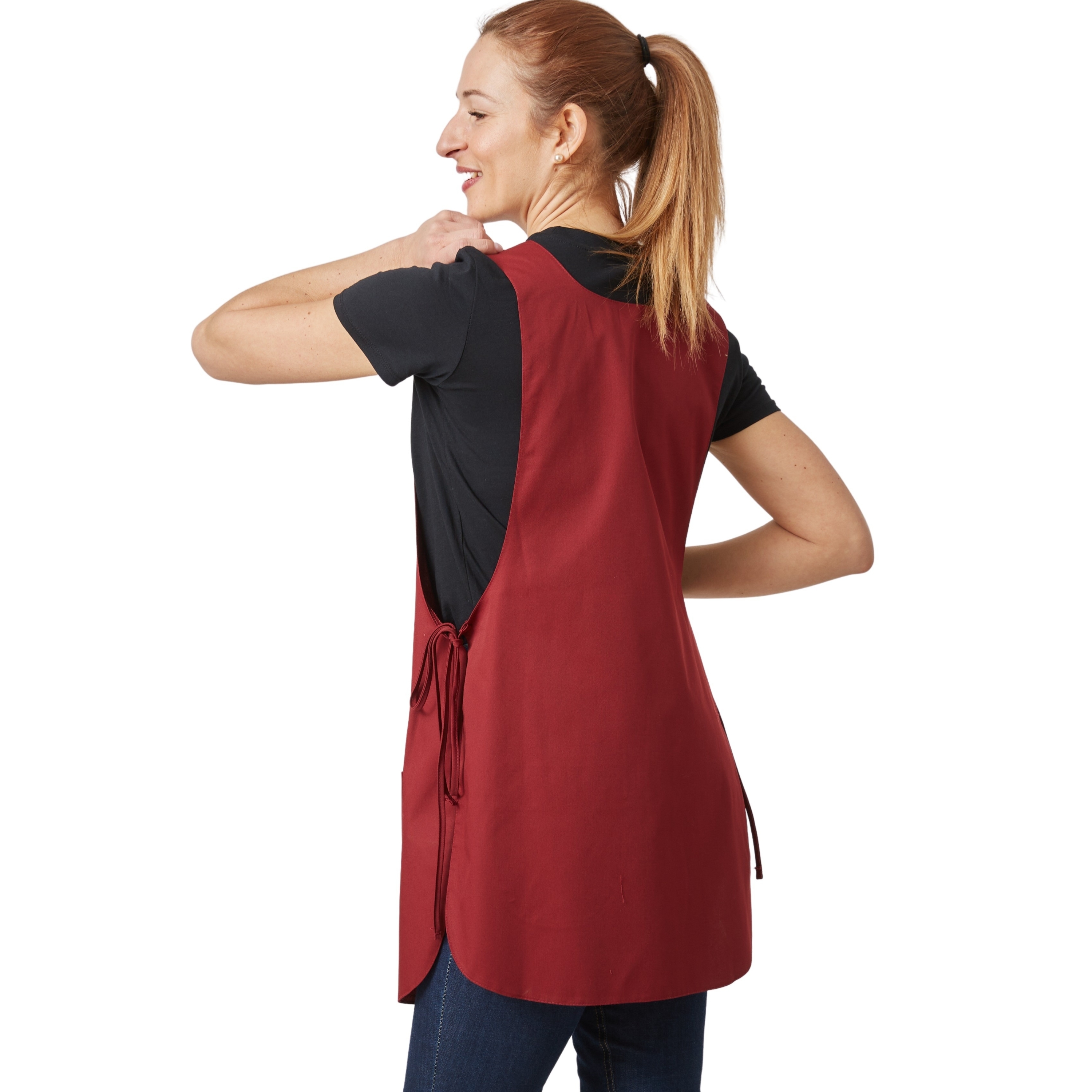 Tablier Blanc Tablier Nanxson Pour Femmes - Poches Profondes - Attaches Latérales - Tissu Polycoton - Rouge/Bleu Royal Tablier Cuisine Jardin