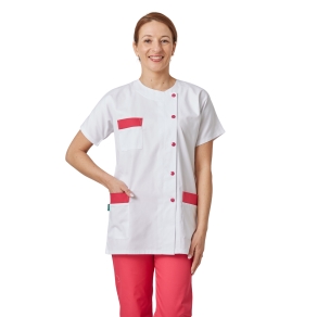 Tunique médical femme Blanche et fushia