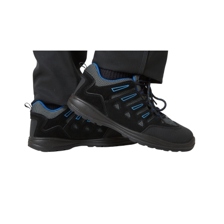 Chaussure de sécurité type Basket S2 coque composite Bleu gris et Noir Tige  Nubuk et synthètique