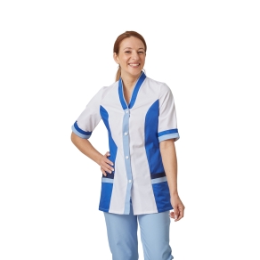 Tunique médicale blouse tunique moderne blanche et bleu Bugatti Ciel