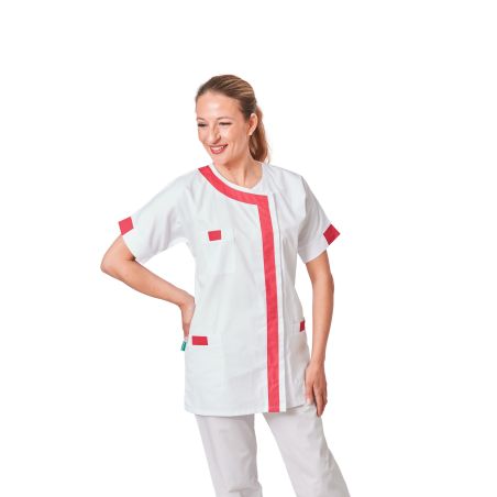 Tunique médicale Blanc fushia blouse medicale Fushia