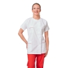 Tunique Julia blanche à liseré rouge portée avec un pantalon rouge
