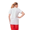 Dos de la tunique Julia portée avec un pantalon rouge