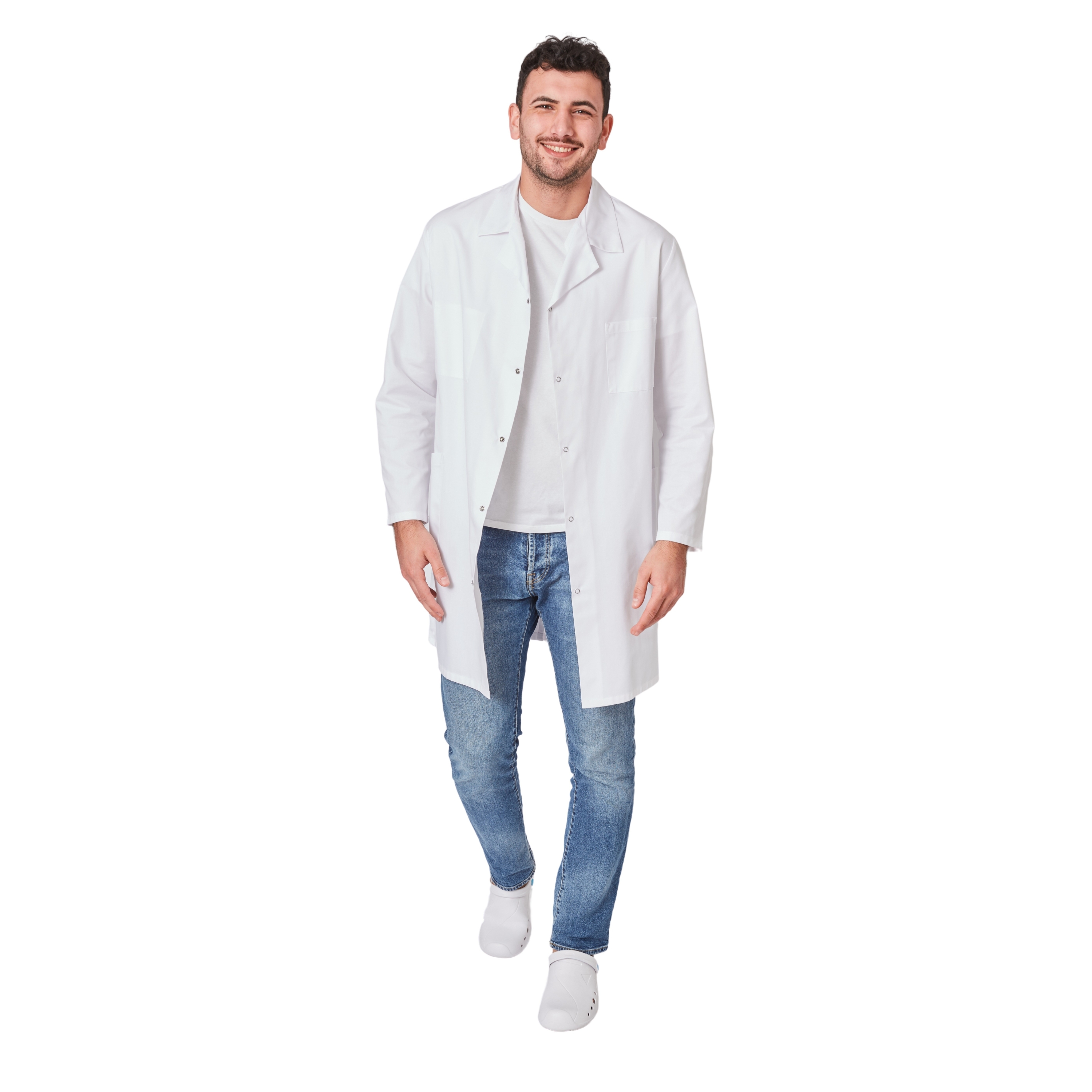 B-Well Bianca Blouse Blanche Femme Blouse Lycée Chimie À Revers 3 Poches Boutons Pression - Blanc - 42