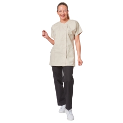 Tunique de travail Beige col rond manches courtes