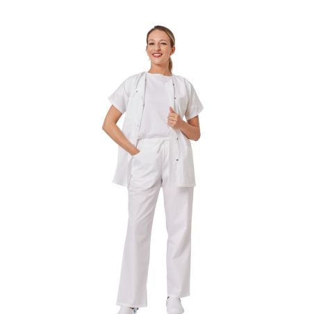 Ensemble medical Blanc Tunique + Pantalon Taille XS à 4XL