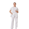Ensemble médical femme blanc – tunique col rond et pantalon – vue 1