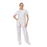 Ensemble médical femme blanc – tunique col rond et pantalon – vue 3