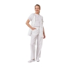 Ensemble médical femme blanc – tunique col rond et pantalon – vue 4