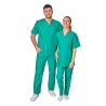 Ensemble médical unisexe vert bloc opératoire – tunique col V et pantalon – vue 1