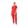 Ensemble médical femme rouge – tunique col rond et pantalon – vue 2