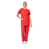 Ensemble médical femme rouge – tunique col rond et pantalon – vue 3