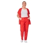 Ensemble médical femme rouge – tunique col rond et pantalon – vue 5