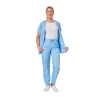 Ensemble médical femme bleu ciel – tunique col rond et pantalon – vue 5