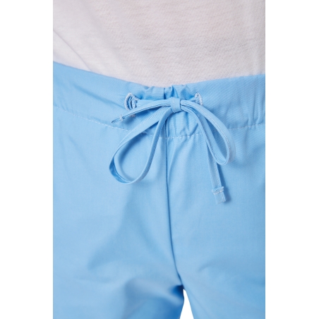 Ensemble médical femme bleu ciel – tunique col rond et pantalon – vue 9