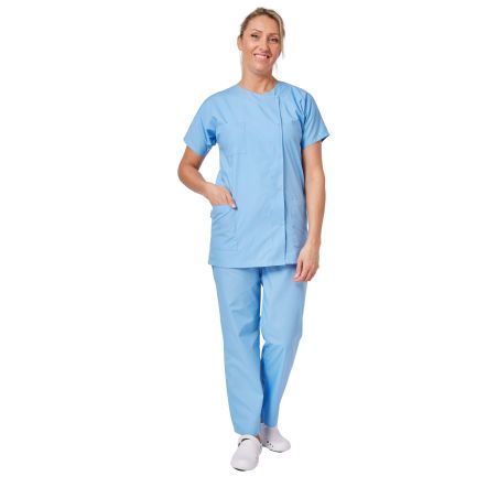 Tenue de travail medcial femme tunique medicale pantalon elastiqué bleu ciel 