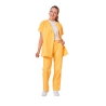 Ensemble médical femme jaune mangue – tunique col rond et pantalon – vue 1