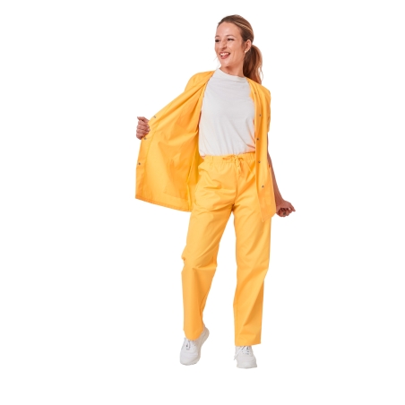 Ensemble médical femme jaune mangue – tunique col rond et pantalon – vue 4
