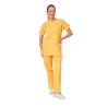 Ensemble médical femme jaune mangue – tunique col rond et pantalon – vue 5