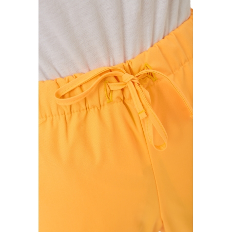 Ensemble médical femme jaune mangue – tunique col rond et pantalon – vue 8