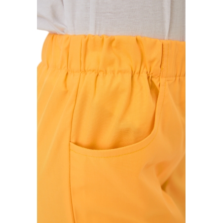 Ensemble médical femme jaune mangue – tunique col rond et pantalon – vue 9