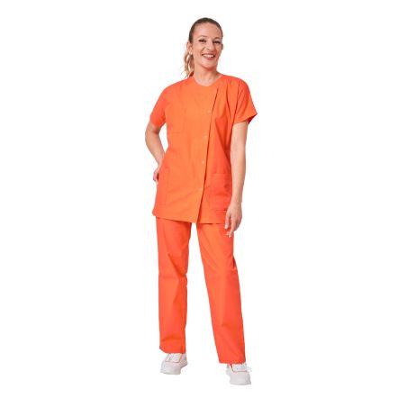 Ensemble de travail Orange pour femme tunique et pantalon