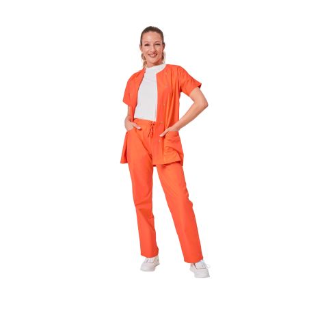 Ensemble de travail Orange pour femme tunique et pantalon