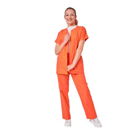 Ensemble de travail Orange pour femme tunique et pantalon