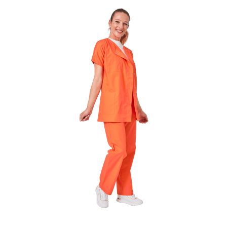 Ensemble de travail Orange pour femme tunique et pantalon