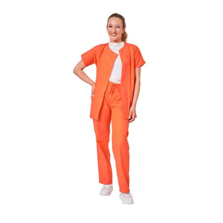 Ensemble de travail Orange pour femme tunique et pantalon