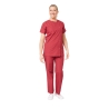 Ensemble médical femme bordeaux – tunique col rond et pantalon – vue 1