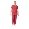 Ensemble médical femme bordeaux – tunique col rond et pantalon – vue 2