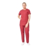 Ensemble médical femme bordeaux – tunique col rond et pantalon – vue 3