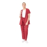 Ensemble médical femme bordeaux – tunique col rond et pantalon – vue 6