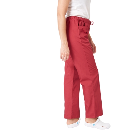 Ensemble médical femme bordeaux – tunique col rond et pantalon – vue 8