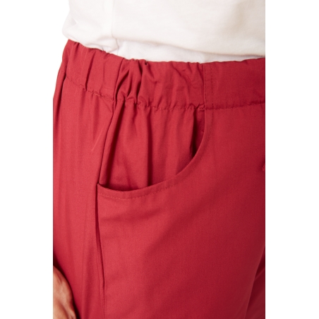 Ensemble médical femme bordeaux – tunique col rond et pantalon – vue 10