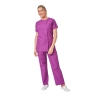Ensemble médical femme violet foncé – tunique col rond et pantalon – vue 1