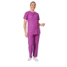 Ensemble médical femme violet foncé – tunique col rond et pantalon – vue 2