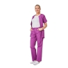 Ensemble médical femme violet foncé – tunique col rond et pantalon – vue 4