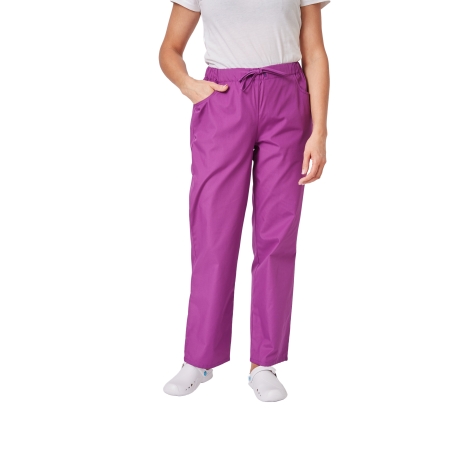 Ensemble médical femme violet foncé – tunique col rond et pantalon – vue 6