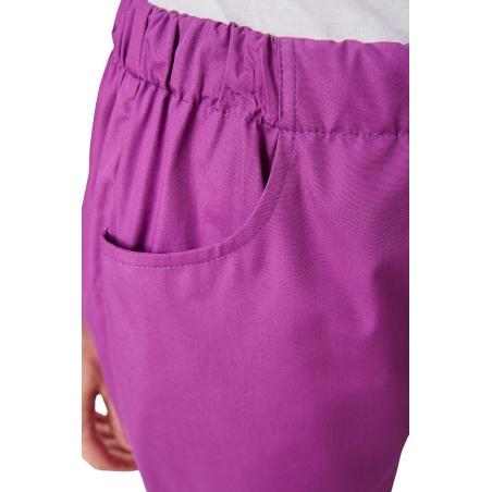 Ensemble médical femme violet foncé – tunique col rond et pantalon – vue 7